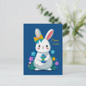 Osterhase und Ei Feiertagspostkarte (Stehend Vorderseite)