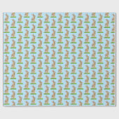 Osterhase und Eier auf blau Geschenkpapier (Flach)