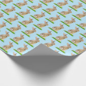 Osterhase und Eier auf blau Geschenkpapier (Ecke)