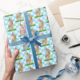Osterhase und Eier auf Gingham Geschenkpapier