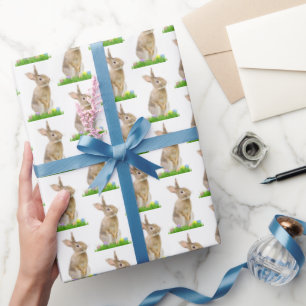 Osterhase und Eier auf Weiß Geschenkpapier