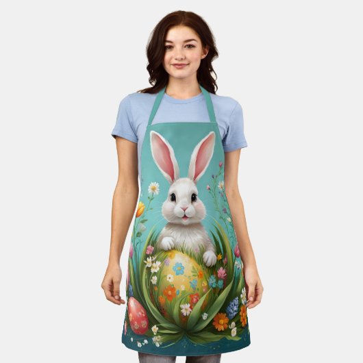 Osterhase und Eier Blumendesign Schürze (Getragen)
