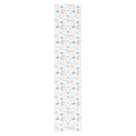 Osterhase und Eier Blumenmuster nahtlos Muster Kurzer Tischläufer (Vorderseite)