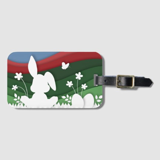 Osterhase und Eier Cartoon Papierhalbfeder Gepäckanhänger (Vorderseite (Horizontal))