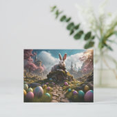 Osterhase und Eier Feiertagspostkarte (Stehend Vorderseite)