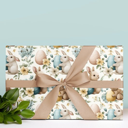 Osterhase und Eier Geschenkpapier im Vintage-Stil