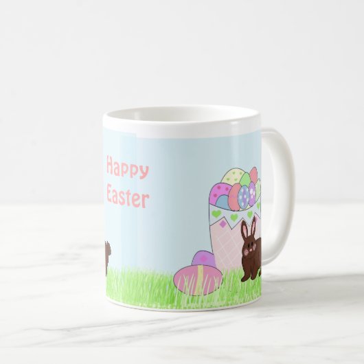 Osterhase und Eier Kaffeetasse (VorderseiteRechts)