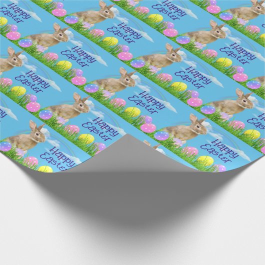 Osterhase und Eier mit Regenbogen Geschenkpapier (Ecke)