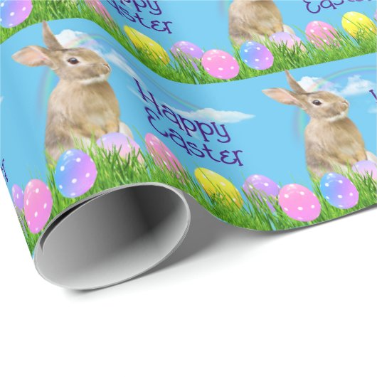 Osterhase und Eier mit Regenbogen Geschenkpapier (Rolleneckpunkt)