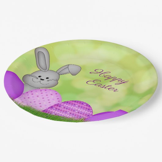 Osterhase und Eier Pappteller (Schrägansicht)