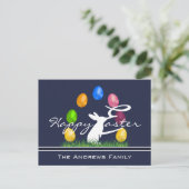 Osterhase und Eier Personalisiert Postkarte (Stehend Vorderseite)