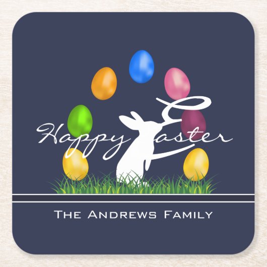 Osterhase und Eier Personalisiert Rechteckiger Pappuntersetzer (Vorderseite)