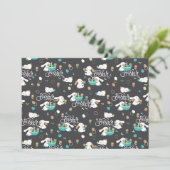 Osterhase und Eierjagdmuster am Mitternacht Einladung (Stehend Vorderseite)