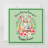 Osterhase und Eierkorb Feiertagskarte (Vorderseite)