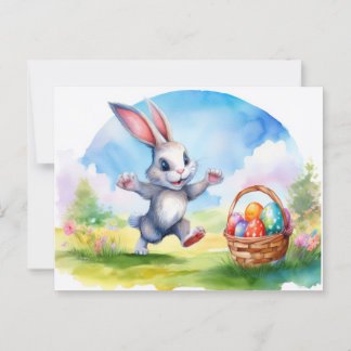 Osterhase und Eierkörbe Postkarte