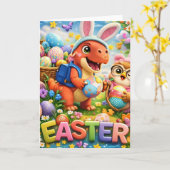 Osterhase und Eule süße Frühlingsfeiertage Karte (Gelbe Blume)