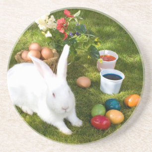 Osterhase und farbige Eier Getränkeuntersetzer