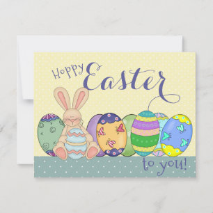 Osterhase und farbige Eier Karte für Kinder