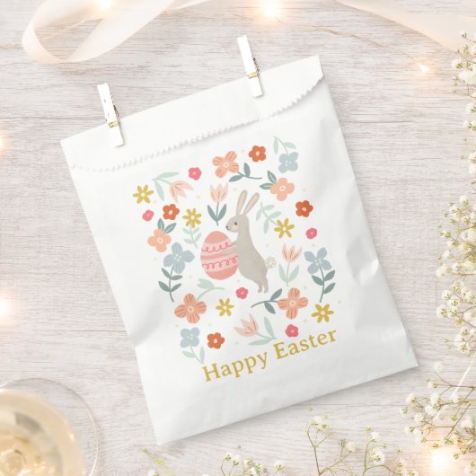 Osterhase und Frühlingsblumen Geschenktütchen (Ausgeschnitten)
