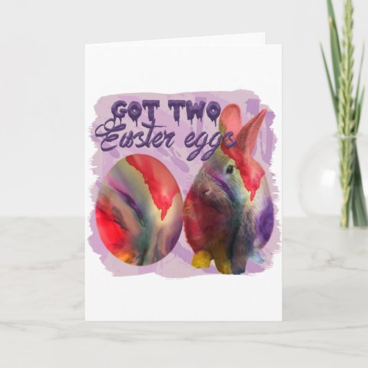 Osterhase und gestrichenes Ei Feiertagskarte (Vorderseite)