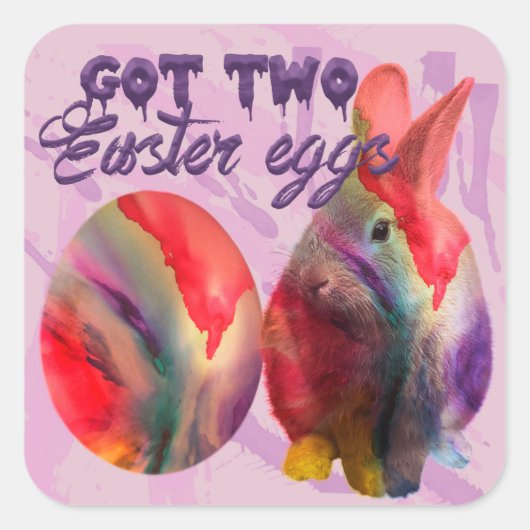 Osterhase und gestrichenes Ei Quadratischer Aufkleber (Vorderseite)