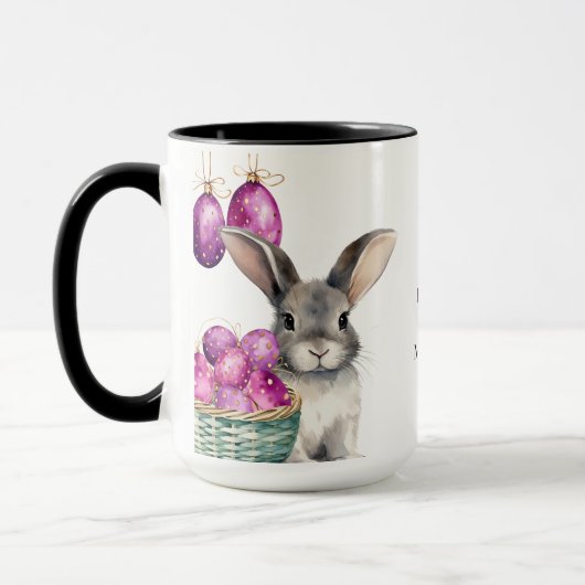 Osterhase und Getreideeier im Korb Tasse (Links)