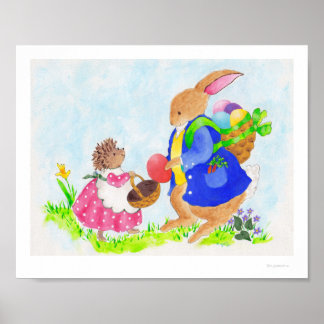 Osterhase und Heddy Igel Poster