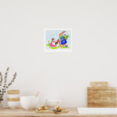 Osterhase und Heddy-Igel Poster (Küche)