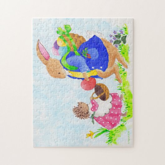 Osterhase und Heddy-Igel Puzzle (Vertikal)