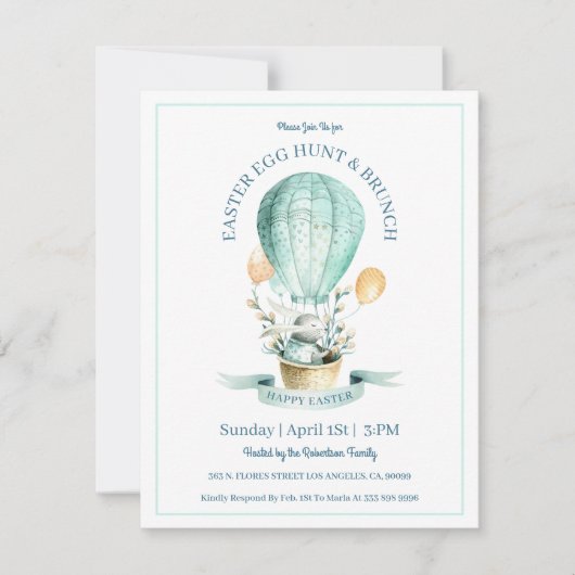 Osterhase und heißer Balloneierjagd & Ostern Dankeskarte (Vorderseite)