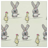 Osterhase und Hühner-Cartoon Stoff (Muster)