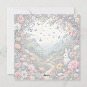 Osterhase und Hühner im Garten Feiertagskarte (Rückseite)