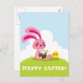 Osterhase und Kick Feiertagspostkarte (Vorne/Hinten)