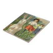 Osterhase und Kinder frohe Ostern Fliese (Seite)