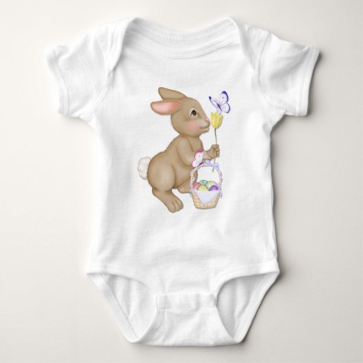 Osterhase und Korb Baby Strampler (Vorderseite)