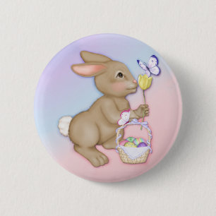 Osterhase und Korb Button