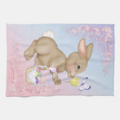 Osterhase und Korb Geschirrtuch (Horizontal)