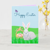 Osterhase und Körbe von Eiern Grußkarte Karte (Gelbe Blume)