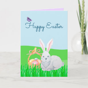 Osterhase und Körbe von Eiern Grußkarte Karte