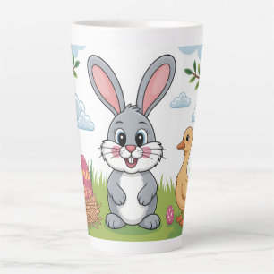 Osterhase und Küken auf einer Frühlingswiese Milchtasse
