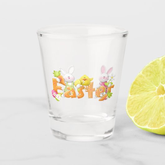 Osterhase und lustiger Text Shotglas Schnapsglas (Vorderseite)