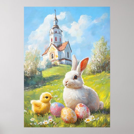 Osterhase und Niedliche Malerei Poster (Vorne)