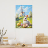 Osterhase und Niedliche Malerei Poster (Küche)