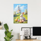 Osterhase und Niedliche Malerei Poster (Heimbüro)