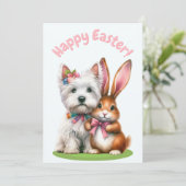 Osterhase und Osterkarte Feiertagskarte (Stehend Vorderseite)