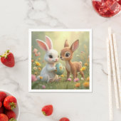Osterhase und Reh in Wildblumen Serviette (Beispiel)