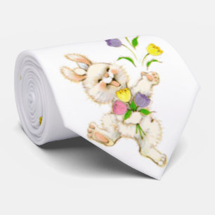 Osterhase und Tulpen Krawatte
