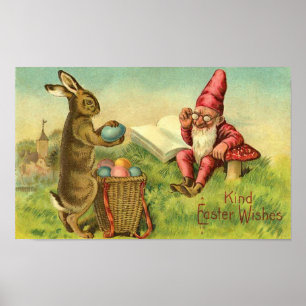 Osterhase und Vintager Gruß Poster
