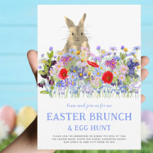 Osterhase und Wildblumen Ei-Jagd und Brunch