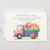 Osterhase unterwegs einladung (Vorderseite)